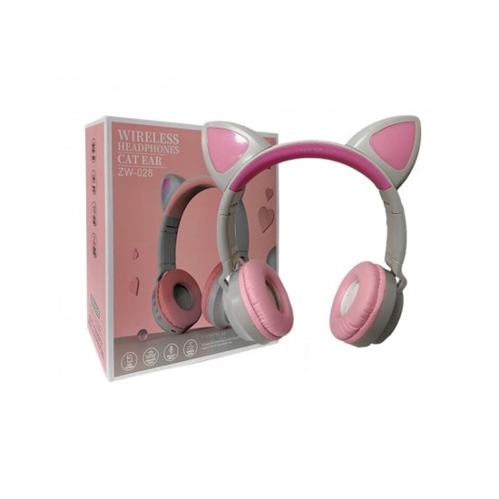 CAT EAR BLUETOOTH HEADPHONE WIRELESS ZW-028 WHITE AND PINK CAT EAR BLUETOOTH HEADPHONE WIRELESS ZW-028 WHITE AND PINK